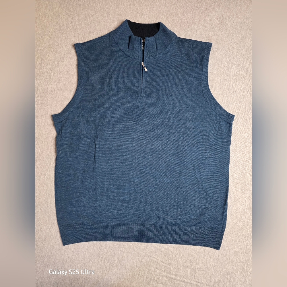 BB Saxxon Wool Blue Quarter Zip Vest